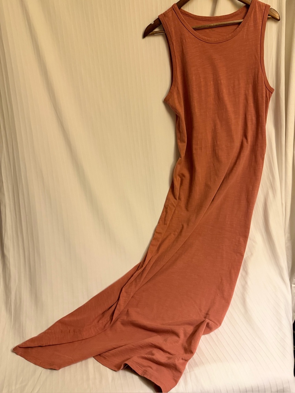 Floor length easy cotton dress. Daily essentials lightweight column jersey. S/M